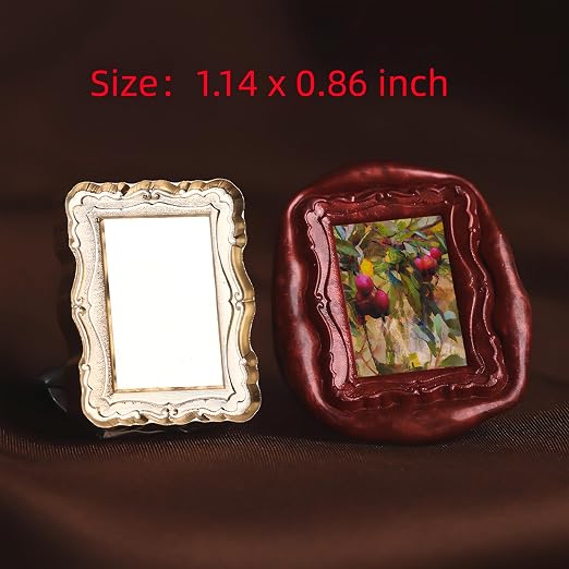 3D Embossed Frame Wax Seal Stamp, Frame Relief Carving Sealing Stamp Set with 150Pcs Green Red White Gold Blue Sealing Wax Beads in 5 Color, Melt Spoon Pen Kit for Wedding and Christmas (KM03)