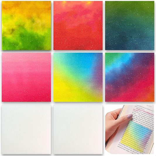 ELII Transparent Sticky Notes,Glitter 3x3 inch Clear Bible Sticky Notes,400Pcs Translucent Sticky Notes with Ink Dry Instantly, Book tabs, See Through Sticky Notes Tabs (Gradient Colors Kit)