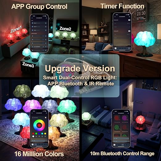 Smart LED Lamp Kit 001 for Bambu Lab 3D Printing,APP Control RGB Puck Light,DIY Hardware for MakerWorld Models, Timer & Group Control,MH001 USB 5V Small Round Lamp Kit for 3D Printed Light