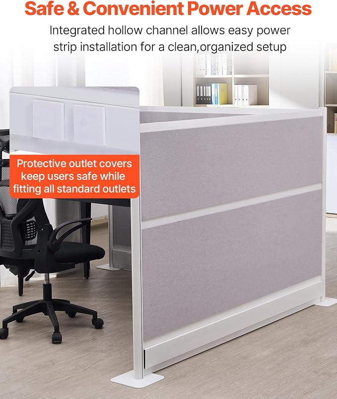 VEVOR Office Divider Privacy Partitions, 2-Pack, 72" x 48" Room Divider Walls, PET Workstation Cubicle Partition with Outlet Covers, Freestanding Privacy Panels for Office Library School