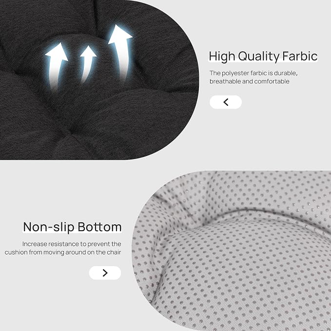 Love's cabin Memory Foam Chair Cushions Set of 4, 19"x19"x3.5" Indoor & Outdoor Seat Pads for Dining, Kitchen, Office, Patio Chairs - Black