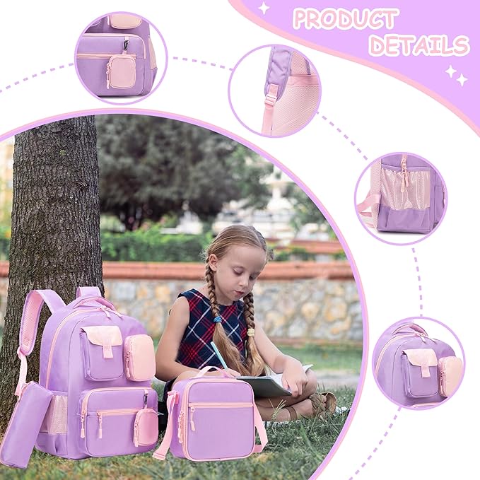 Cute Backpack for Girls Aesthetic Backpack School Backpack for Girls Backpack with Lunch Box Back to School Supplies