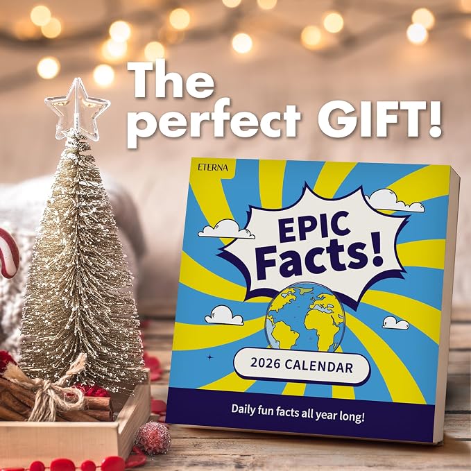 2026 Epic Facts Daily Desktop Calendar | Day To Day Tear Off Calendar with 365 Interesting Mental Floss Facts for Everyday of the Year, Fun Box Calendar Gift For Men or Women, Christmas Stocking Stuffer Gift for Home or Office