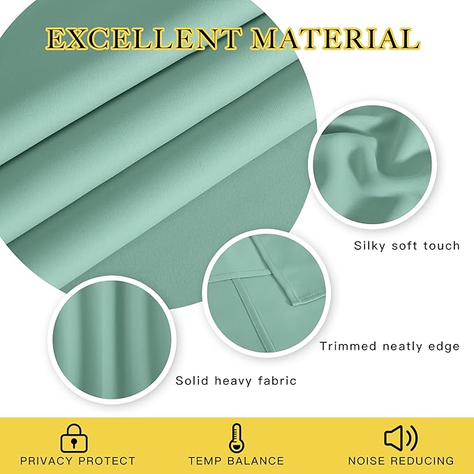 NICETOWN Blackout Curtain Panel 63 inch Long for Window - Thermal Insulated Solid Grommet Blackout Drape for Bedroom Living Room Kitchen (Single Panel, 52W x 63L, Aqua Blue)