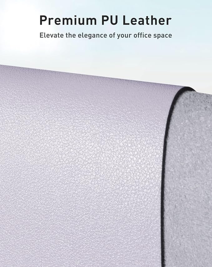 Aothia Faux Leather Desk Mat - Large Mouse Pad, Non-Slip PU Leather Blotter, Waterproof Writing Surface for Office and Home (Soft Lavender, 42" x 17")