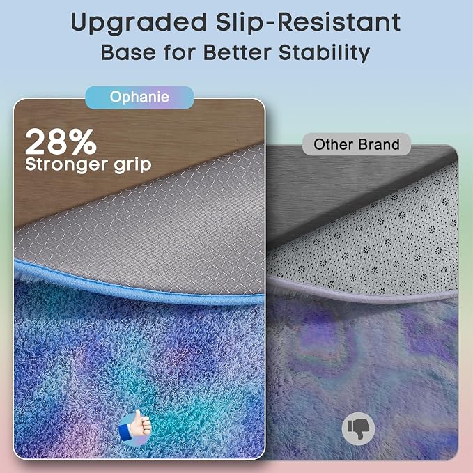 Ophanie Round Rugs 5Ft Tie-Dye Rainbow Purple Area Rug,Aesthetic Room Decor,Fluffy Fuzzy Bedroom Carpet,Plush Soft Shaggy Living Room Rugs for Kids Home,with Over 999 pcs Non-Slip Backing Pattern