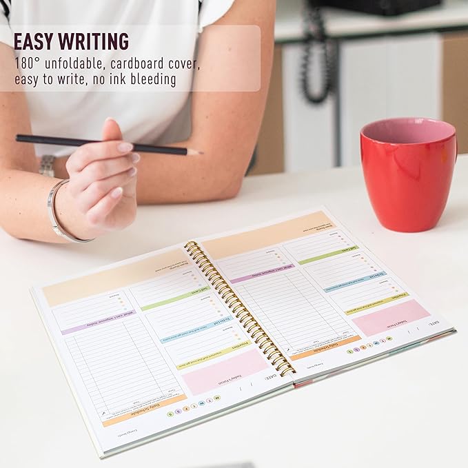 ADHD Planner for Women，Daily Productivity Planner with Task Management Organizer for Neurodivergent Adult,Teens , Self-Cares, Daily Schedule,To-Do List,Brain Dump,ADHD Journal with Cardboard Cover to Stay Organized and Focused (Colorful Leaves)