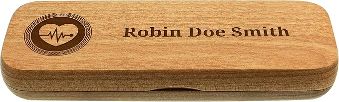 Custom Doctor Gifts Custom Pen Set EKG Gifts Personalized Engraved Natural Wood Pen and Case Set