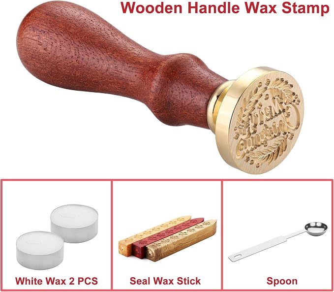 Yoption Merry Christmas with Olive Branch Wax Seal Stamp Kit with Sealing Wax Sticks and Gift Box for Wedding, Party Invitations, Christmas, Envelopes