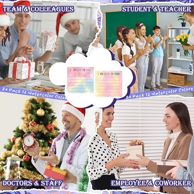Yinder 12 Pcs Inspirational Sticky Notes Thank You Gift Motivational Sticky Note Pad Employee Appreciation Gift Bulk for Staff Coworker Teacher Nurse Office Groups 3 x 3'' (Appreciation,Watercolor)