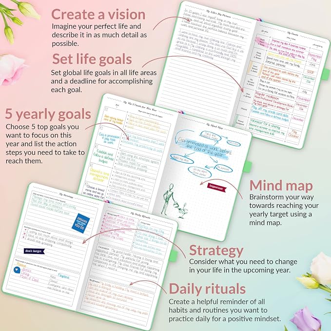 GoGirl Planner and Organizer for Women – A5 Size Weekly Planner, Goals Journal & Agenda to Improve Time Management, Productivity & Live Happier. Undated – Start Anytime, Lasts 1 Year – Mint Green