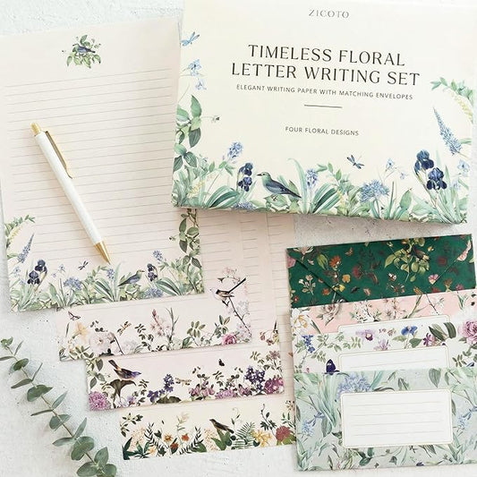 Beautiful Stationery Set with Envelopes - Premium-Quality, No-Bleed Lined Letter Writing Paper with Elegant Floral Designs - Cute Stationary Supplies Kit for Women & Personalized Gift for Loved Ones