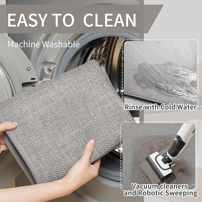YDKGL Non Slip Kitchen Rugs, Oil and Water Absorbent Runner Rugs for Kitchen, Kitchen Mat in Front of Sink,17x47 Gray Kitchen Mat,Non-Slip and Durable Kitchen Mats for Floor