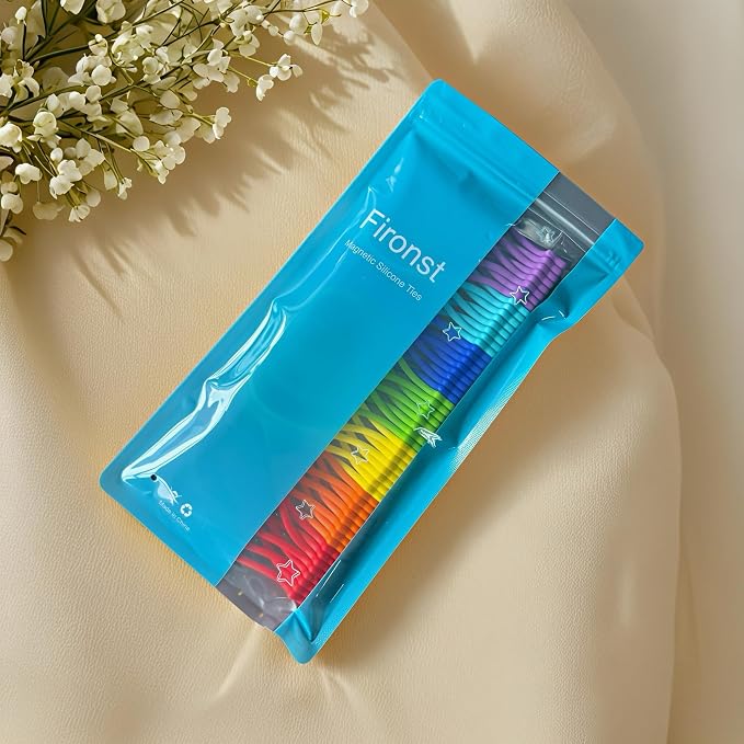 Reusable Silicone Magnetic Cable Ties, 28 Pack 7.48'' Magnetic Twist Ties for Bundling and Organizing, Holding Stuff, USB Charging Cords, Fridge Magnets, or to Play and Decorate(7 Colors)