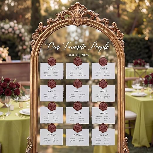 UNIQOOO Wax Seal Stickers - Eucalyptus Wedding Invitation Envelope Seal Sticker, 50 Pcs Self- Adhesive Deep Burgendy Stickers, Perfect for Invitation, Christmas, Gift Wrapping, Party