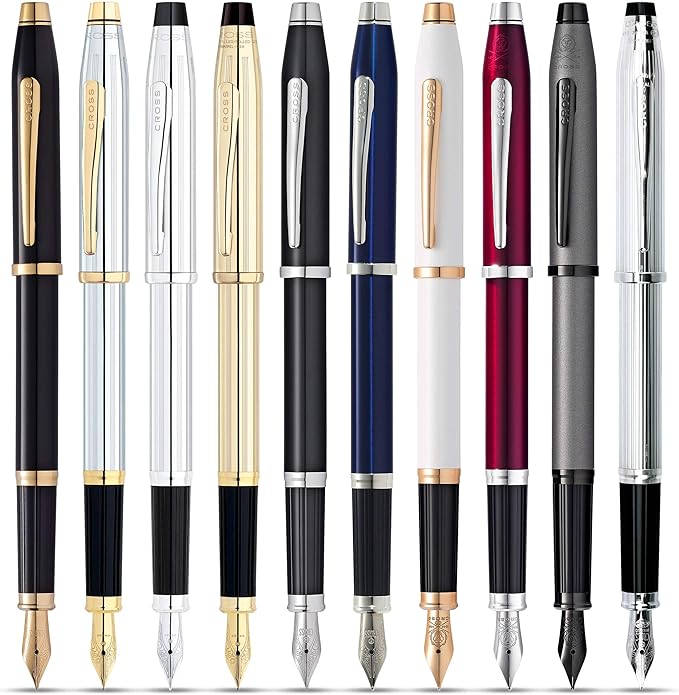Cross Century II Lustrous Chrome Medium Nib Fountain Pen - Professional Pen for Everyday Use - Smooth Writing - Comfortable Grip - Black Ink - Durable Construction - Includes Gift Box