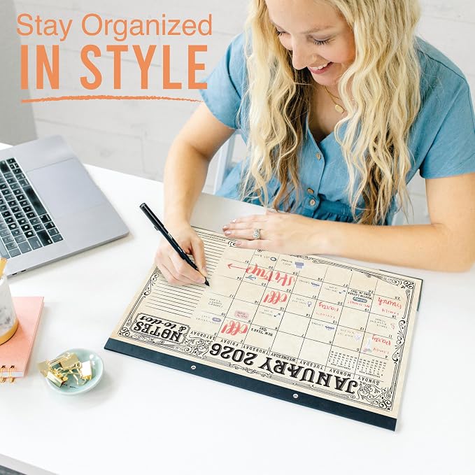 Hadley Designs Large Teacher Desk Calendar 2026-2027 - Desktop Calendar 2026, 18-Month Desk Calendars for Home, Office & Classroom, Cute Classroom Must Haves, Back to School Teacher Gifts