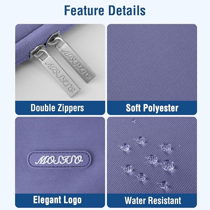 MOSISO Laptop Case 14 inch, 14 inch Laptop Sleeve Compatible with HP Lenovo Dell ASUS Acer, HP Stream, Dell Latitude, Lenovo IdeaPad, Polyester Vertical Computer Sleeve Bag with Pocket, Lavender Gray