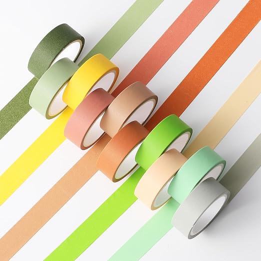 Mr. Pen- Washi Tape Set, 10 Rolls, 5.5 Yards/Roll, Washi Tape for Scrapbook | Arts, Crafts, Journals and Planners, Earthy Tones