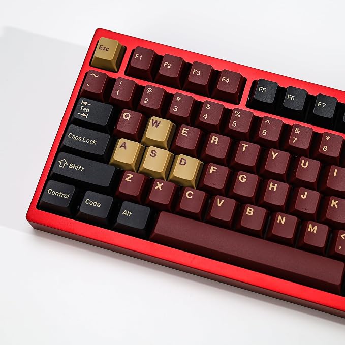 174 Keys Clone Red Samurai Key Caps PBT Double Shot Custom Keycap Set,Keycaps 60 Percent,Cherry Profile Keycaps for GK61/64/68/84/87/100/104/108 Mechanical Keyboard