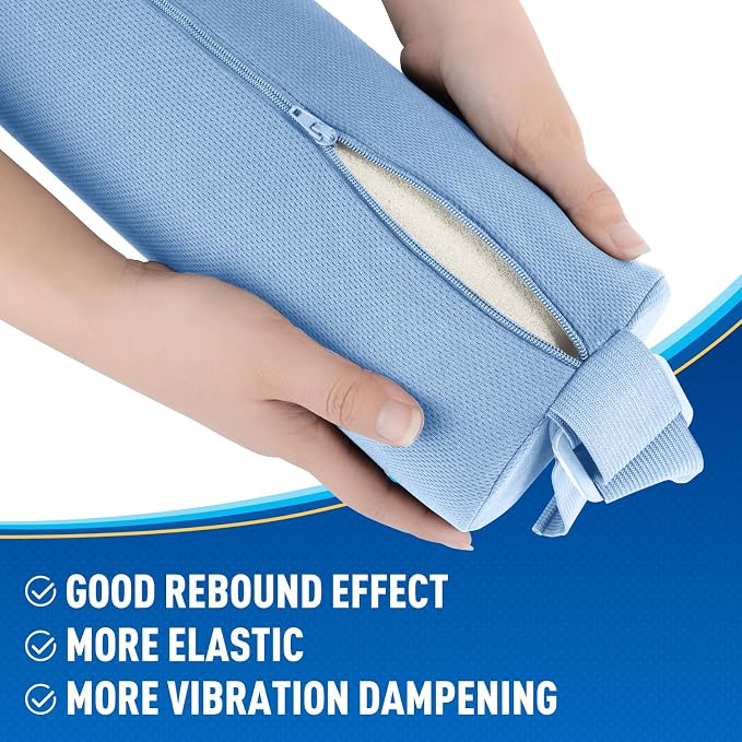 Lumbar Roll Support Pillow for Office Chair, Car, Gaming Chair, Memory Foam Back Cushion with Washable Cover for Relieving Back Pain & Improving Posture, Large,Light Blue