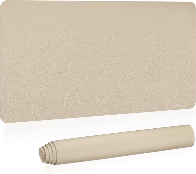 Patikil 35"x17" Dual Sided Desk Mat, Non-Slip Waterproof PU Leather, Khaki