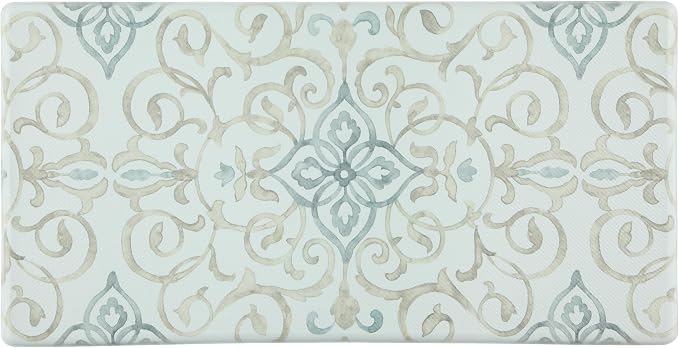 J&V TEXTILES Oversized 20"x39" Anti-Fatigue Embossed Floor Mat (Rustic Medallion Cream