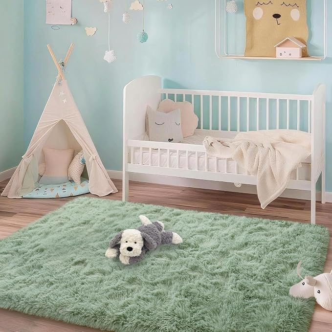 Mugorn Small Soft Shag Rugs for Bedroom, 3x5 Fluffy Area Rugs for Living Room