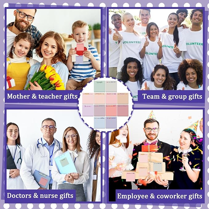 Yinder 24 Pcs Inspirational Sticky Notes Thank You Gift Motivational Sticky Note Pad Employee Appreciation Gift Bulk for Staff Coworker Teacher Nurse Office Groups 3 x 3'' (Thank You,Aesthetics)