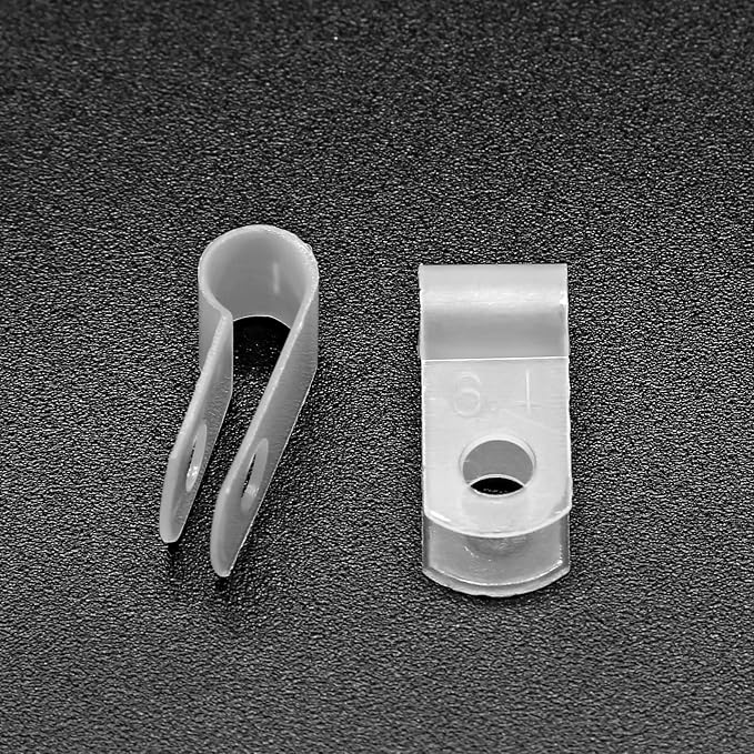 1/4 Inch Nylon Cable Clamps, White, 60pcs R-Type Wire Cable Clips | M4 Screws Included, Screw Mounting Cord Fastener, Wire Management