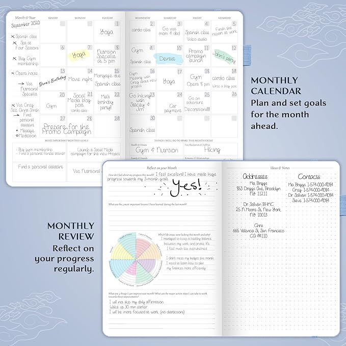 Legend Undated Weekly Planner – Goal Planner Journal & Organizer Notebook – Agenda Book with Monthly Calendar & To-Do List, A5 (Periwinkle, Gold)