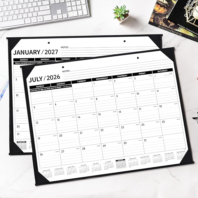 2026-2027 Desk Calendar - JUL. 2026 – DEC. 2027, 22" x 17", Large Desk Calendar 2026-2027, 18 Monthly Large Desk/Wall Calendars 2-in-1, Corner Protector, Desk Pad, Large Ruled Blocks