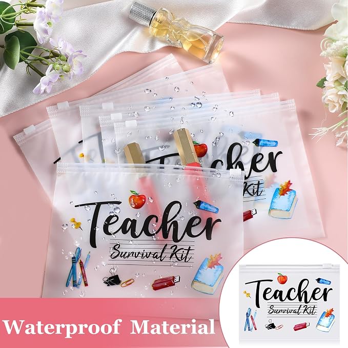 60 Pcs Teacher Appreciation Gifts Bulk Teacher Survival Kit Small Waterproof Makeup Toiletry Bag Pouch Cosmetic Pencil Bag Thank You Gifts for Women Men Travel Back to School Season Supplies