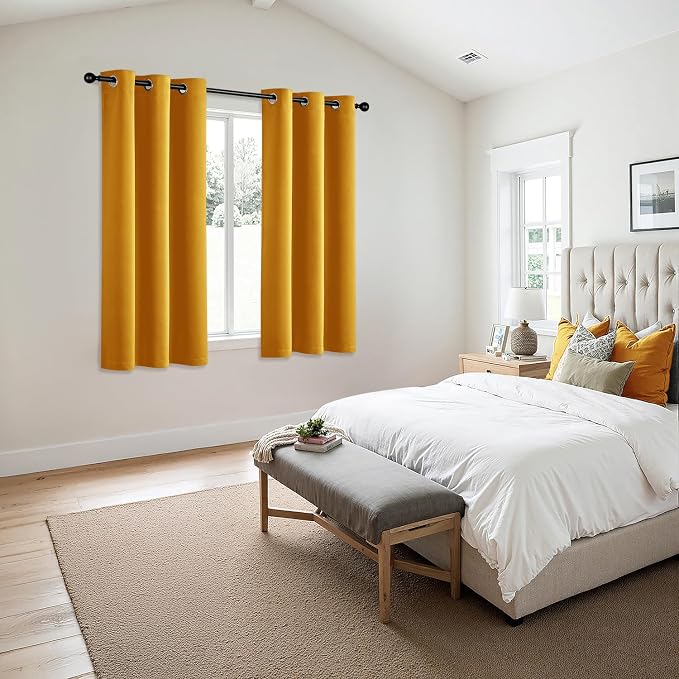 MIULEE Blackout Curtains for Bedroom Living Room 2 Panels, Thermal Insulated Room Darkening Drapes Grommet Noise Reducing Light Blocking Window Treatments 63 Inches Long 40x63 Inch Mustard Yellow