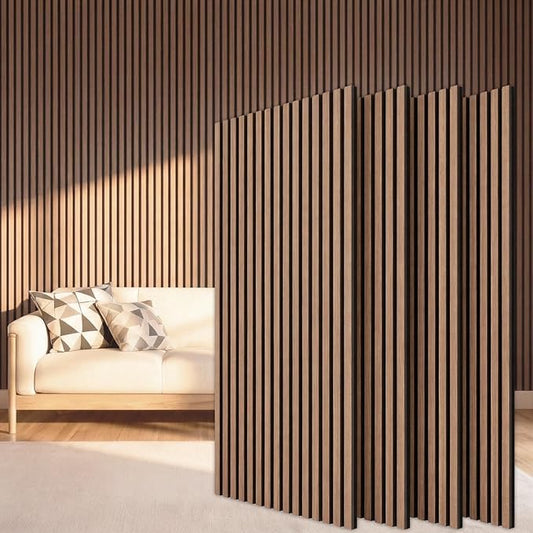 TONOR Wood Slatwall Panels, 4 Pack 47.2" x 23.6"/ 120 x60cm(31ft²) Acoustic Wall Panels, Wood Slat Acoustic Panels for Noise Cancelling and Home Decor, Living Room, Bedroom, Office, Walnut