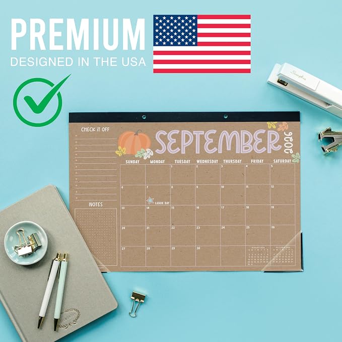Hadley Designs Large Teacher Desk Calendar 2026-2027 - Desktop Calendar 2026, 18-Month Desk Calendars for Home, Office & Classroom, Cute Classroom Must Haves, Back to School Teacher Gifts