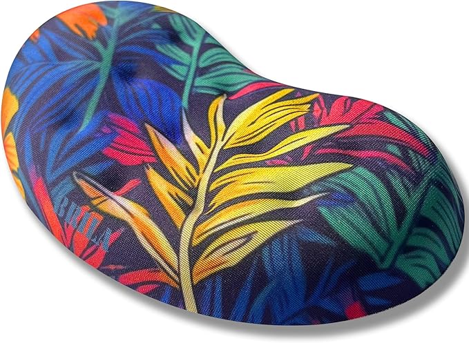 BRILA Ergonomic Memory Foam Mouse Wrist Rest Support Pad Cushion for Computer, Laptop, Office Work, PC Gaming - Massage Holes Design - Wrist Pain Relieve (Vibrant Plants)