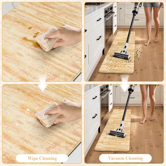 KIMODE Fall Decor Kitchen Mats Cushioned Anti Fatigue,Orange Aabstract Rugs | Farmhouse Kitchen Rugs Sets of 2,Waterproof Kitchen Mats for Floor,Padded Kitchen Floor Mat for Sink Laundry Desk Bedroom RV