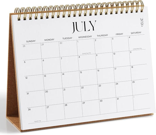 Small Desk Calendar 2026-2027, Jokotha Standing Flip Calendar, July 2026 to December 2027, 18 Month Desktop Calendar with Stickers & Minimalist Design, 8"x6"