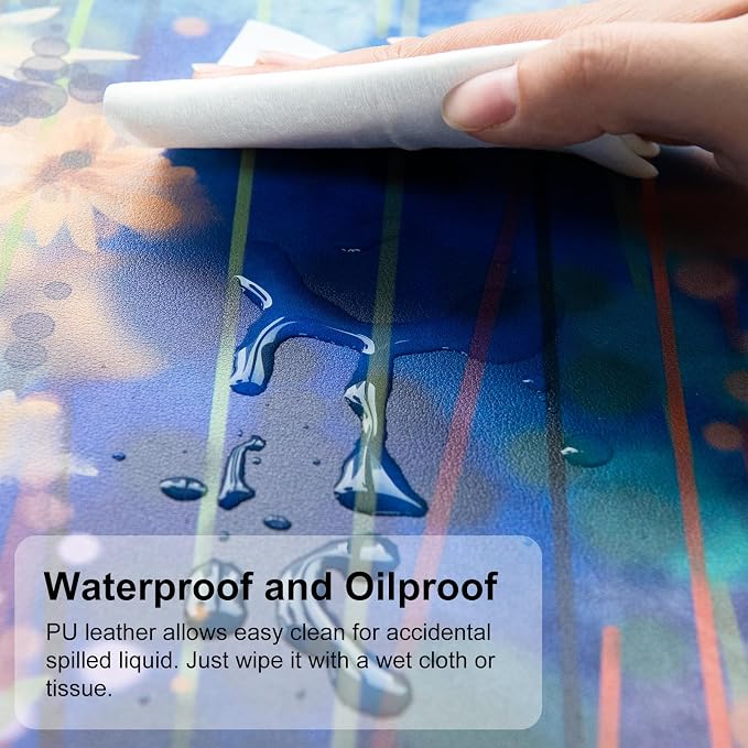 QiyI Large Desk Pad, Waterproof PU Leather Mouse Pad for Desktop, Blue Green Floral Home Décor Office Desk Accessories, Non Slip Desk Mat Writing Pads for Home Office 31.5" x 15.7" - Ivy Flowers