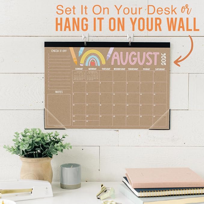 Hadley Designs Large Teacher Desk Calendar 2026-2027 - Desktop Calendar 2026, 18-Month Desk Calendars for Home, Office & Classroom, Cute Classroom Must Haves, Back to School Teacher Gifts