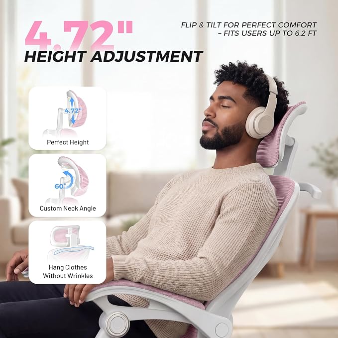 Ergonomic Office Chair with Footrest - Adjustable Lumbar Support & Headrest, 90-160° Reclining Mesh Back Computer Chair - Home Office/Gaming, 350lbs Capacity