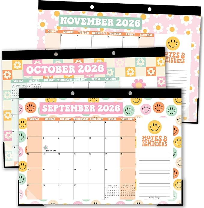 Hadley Designs Large Teacher Desk Calendar 2026-2027 - Desktop Calendar 2026, 18-Month Desk Calendars for Home, Office & Classroom, Cute Classroom Must Haves, Back to School Teacher Gifts