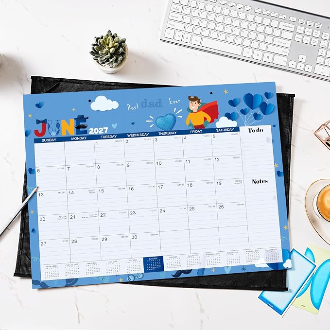 2026-2027 Desk Calendar - Large Desk Calendar 2026-2027, Jul.2026 - Dec.2027, 22" x 17", 18 Months Calendar with Corner Protectors + Large Ruled Blocks, To-do & Notes, 12 Different Themes
