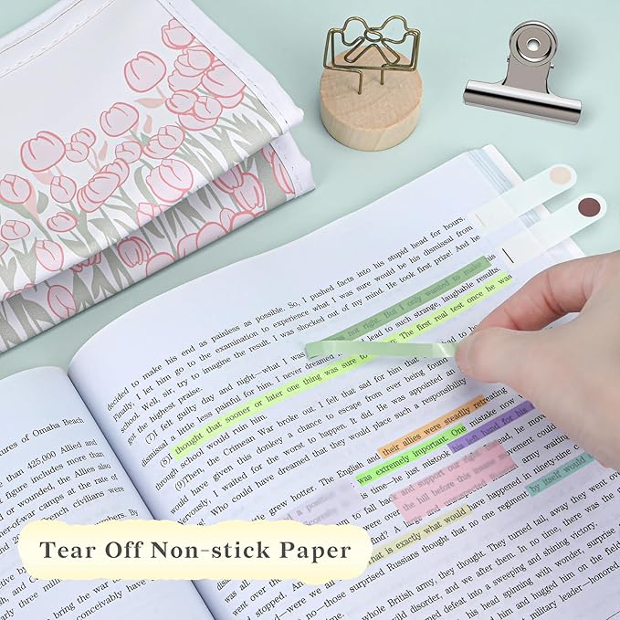 Temiary 1280Pcs Transparent Highlighter Tape Reusable, Clear Sticky Tabs for Annotating Book Markers, Aesthetic Long Highlighting Strips for Office School Supplies