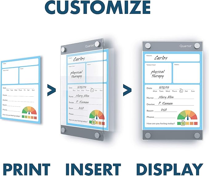 Quartet Glass Whiteboard, Magnetic Dry Erase Board, 8-1/2" x 11", with Customizable Templates, White Dry Erase Surface, Infinity (GI8511)