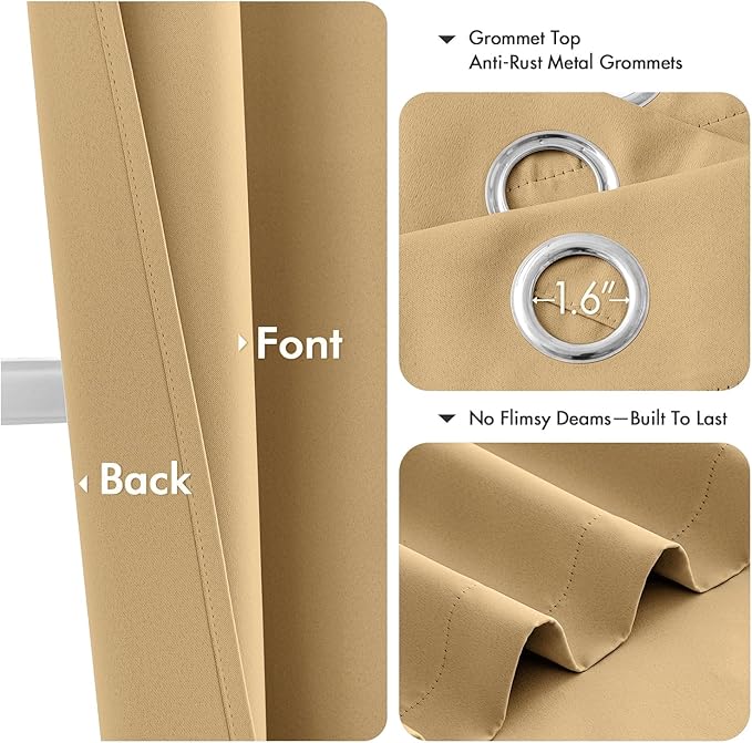 MIULEE Blackout Curtains for Bedroom Living Room 2 Panels, Thermal Insulated Room Darkening Drapes Grommet Noise Reducing Light Blocking Window Treatments 84 Inches Long 40x84 Inch Gold
