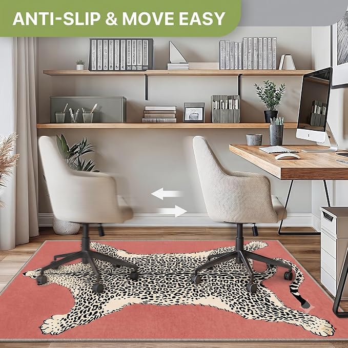 36"x60" Office Chair Mat for Hardwood Tile Floor, Under Desk Carpet Protector for Rolling Computer Chair Mat, Machine Washable Area Rug, Anti-Slip 1/5" Thick Low Pile Thin Vinyl Floor Mat, Multi Ivory