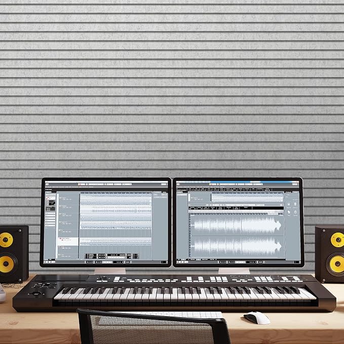 TONOR Dual-Layer Thickened Acoustic Wall Panels Self Adhesive, 8 Pack 47.2"x23.6"x0.72" High Density Large Sound Proof Panels for Walls, Peel and Stick Wall Panels for Interior Wall Décor, Grey