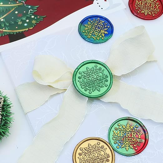 SWANGSA Merry Christmas Wax Seal Stamp Kit with 200pcs Sealing Wax Beads, Great for Christmas Cards, Invitations, Wine Packages, Gift Ideas